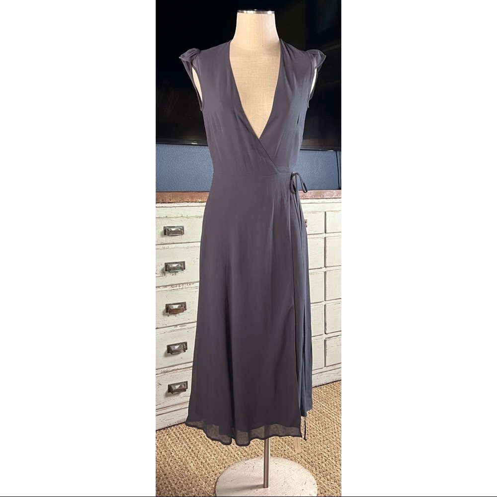 Reformation Mollie Deep V-Neck Wrap Midi Dress NWT New XS